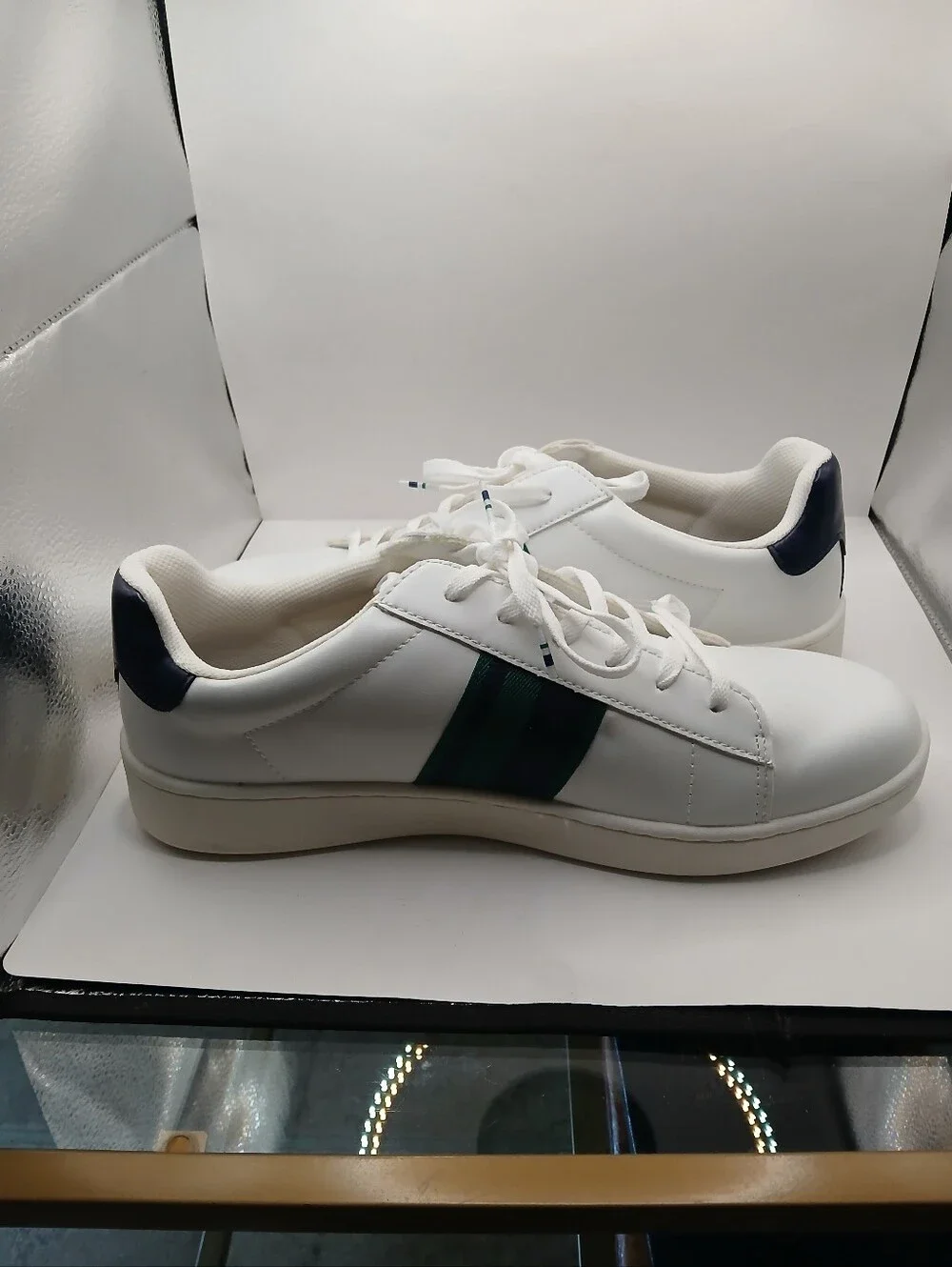 Ben Sherman White Sneaker with Red & Black Plaid Insole